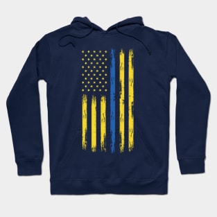 We support Ukraine, Free Ukraine, Ukrainian American flag design Hoodie